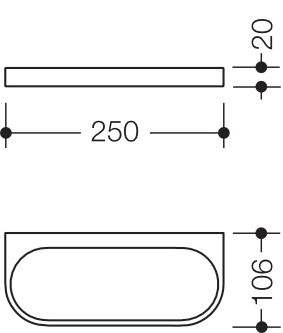 HEWI Ablage „System 800K“ in 25 × 2 × 10,6 cm