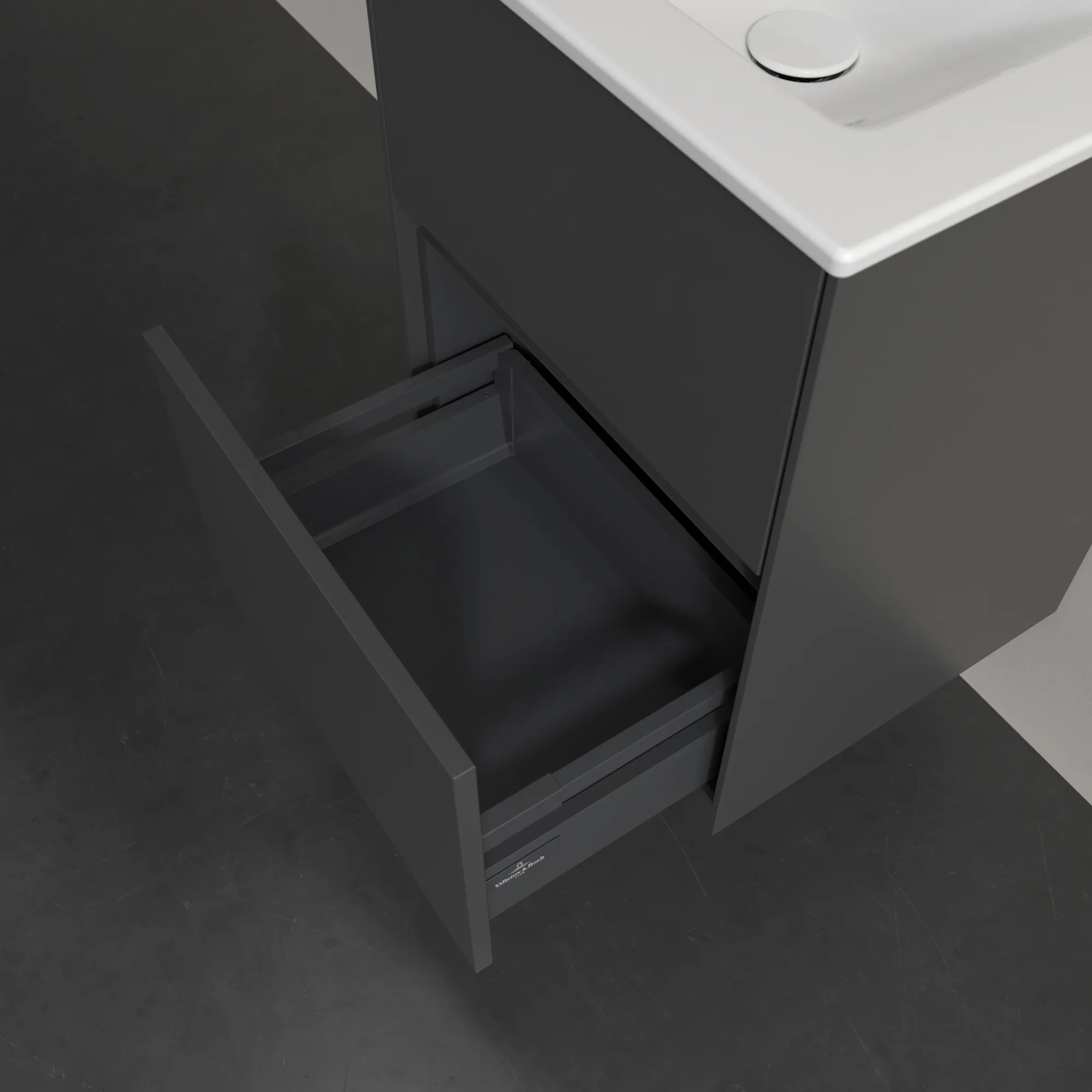 Villeroy & Boch Waschtischunterschrank „Collaro“ 472 × 610 × 404 mm Graphite, mit Beleuchtung, für Becken mittig Villeroy & Boch Waschtischunterschrank „Collaro“ 472 × 610 × 404 mm Graphite, mit Beleuchtung, für Becken mittig