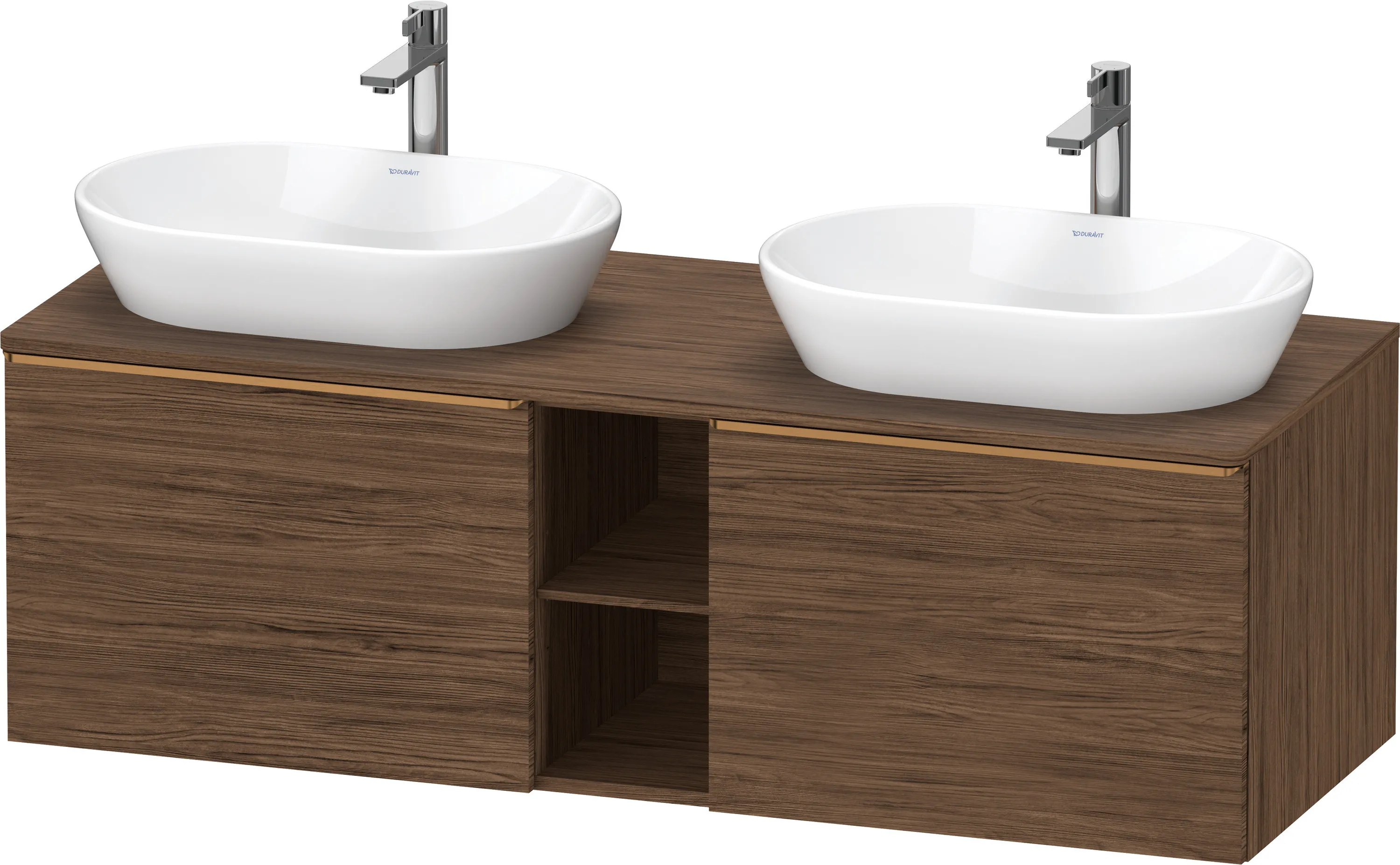 Duravit Waschtischunterschrank wandhängend „D-Neo“ 140 × 45,9 × 55 cm Nussbaum Dunkel