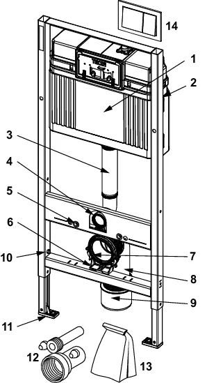 TECEbase WC-Set mit Base-Spülkasten, inklusive WC-Betätigungsplatte TECEbase in weiß, Bauhöhe 1120 mm