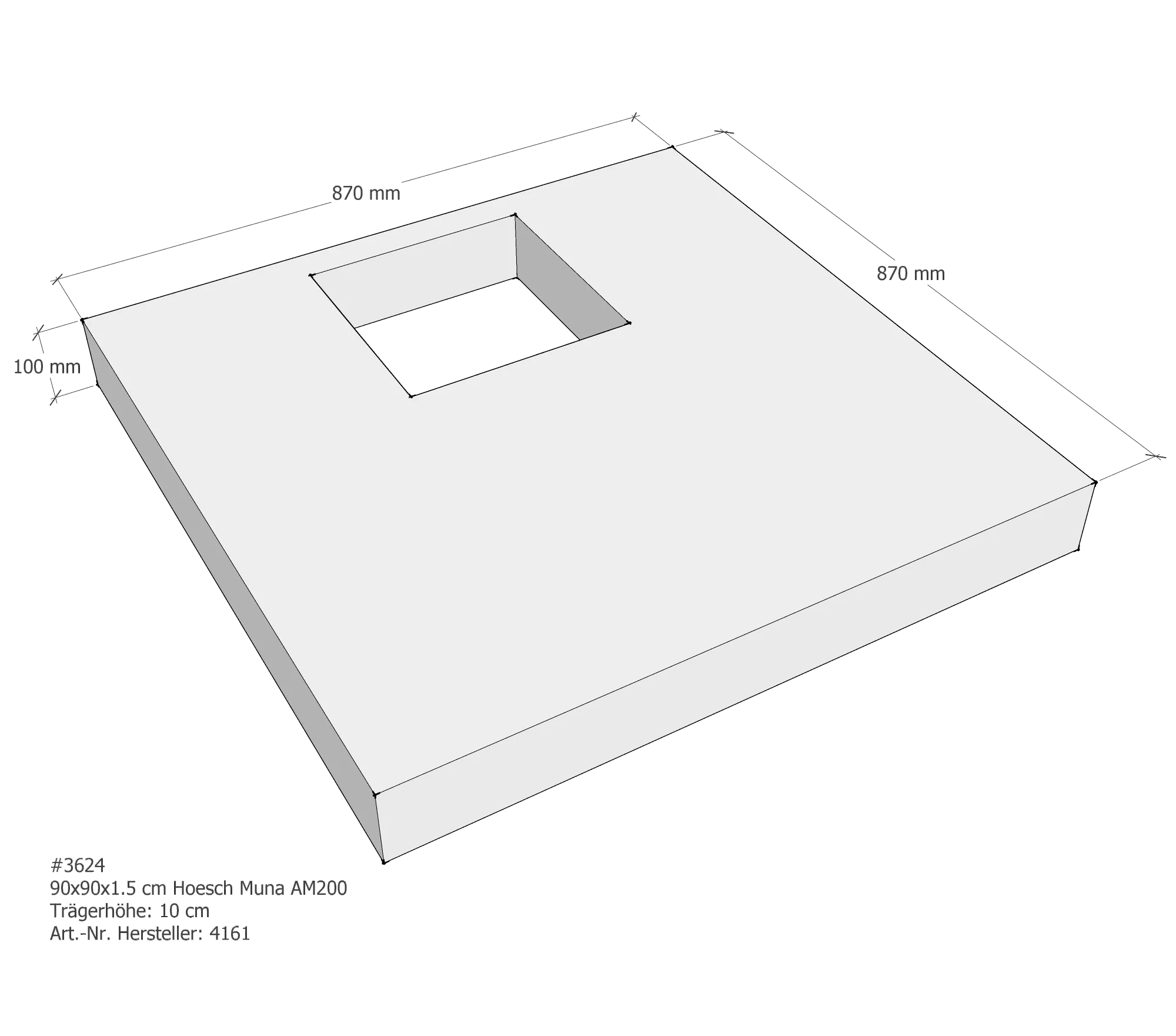 Duschwannenträger für Hoesch Muna S 90 × 90 × 1,5 cm Breite: 90 cm / Länge: 90 cm Duschwannenträger für Hoesch Muna S 90 × 90 × 1,5 cm Breite: 90 cm / Länge: 90 cm