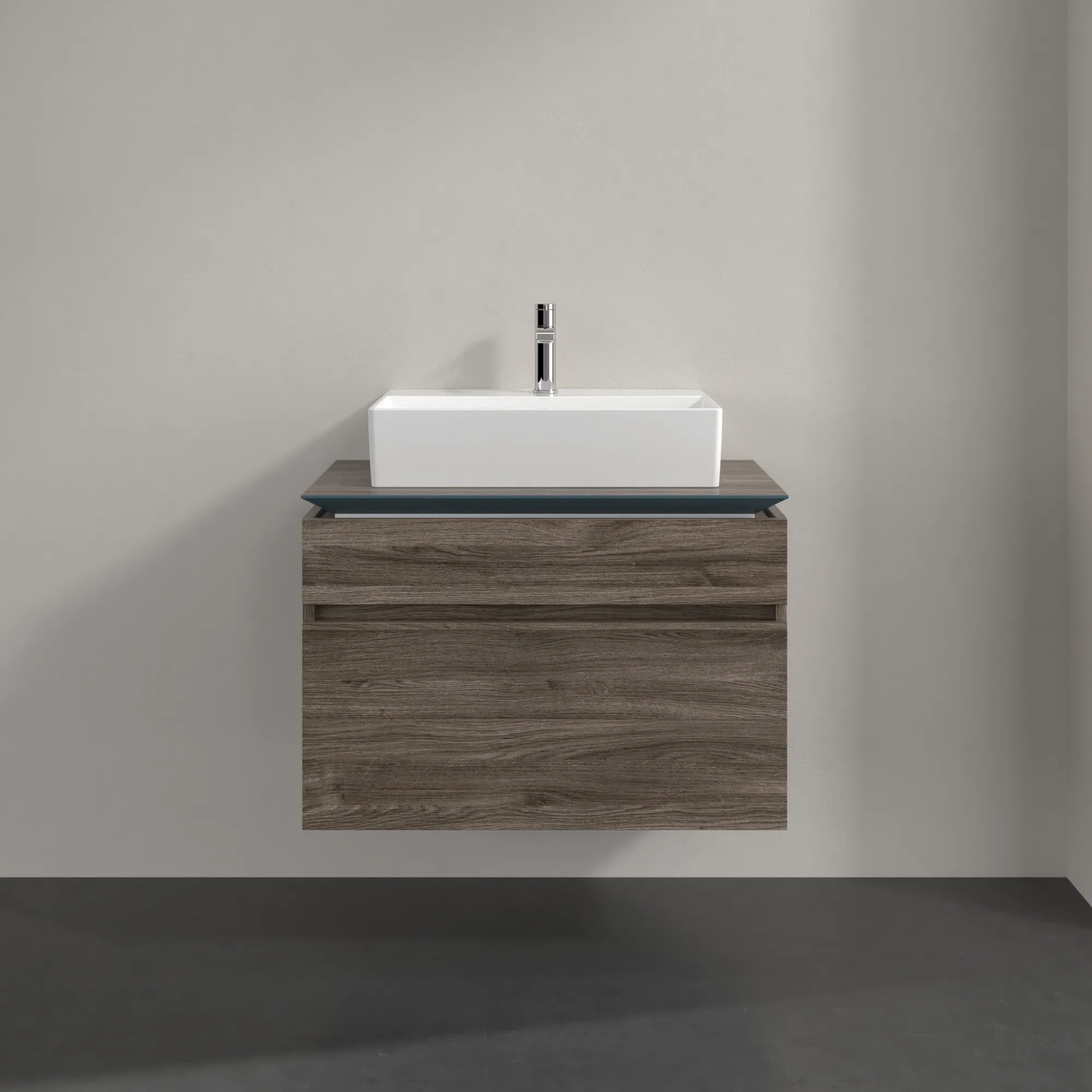 Villeroy & Boch Waschtischunterschrank „Legato“ für Schrankwaschtisch 800 × 550 × 500 mm Stone Oak, für Becken mittig