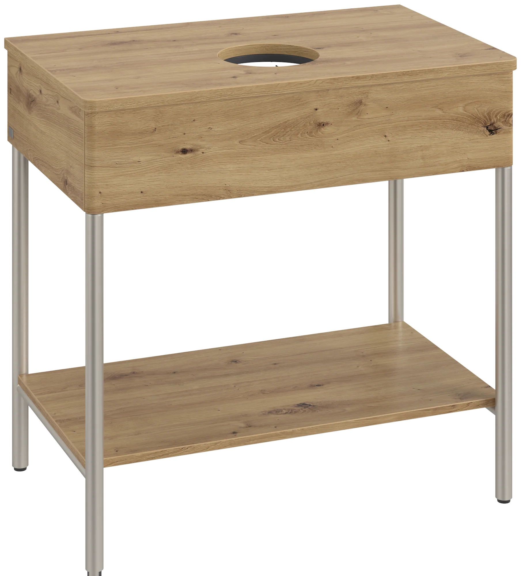 Villeroy & Boch Waschbeckenunterschrank Artis L63010, Eckig Oak Natural Touch, 800x782x500mm, mit Metallgestell und Beleuchtung