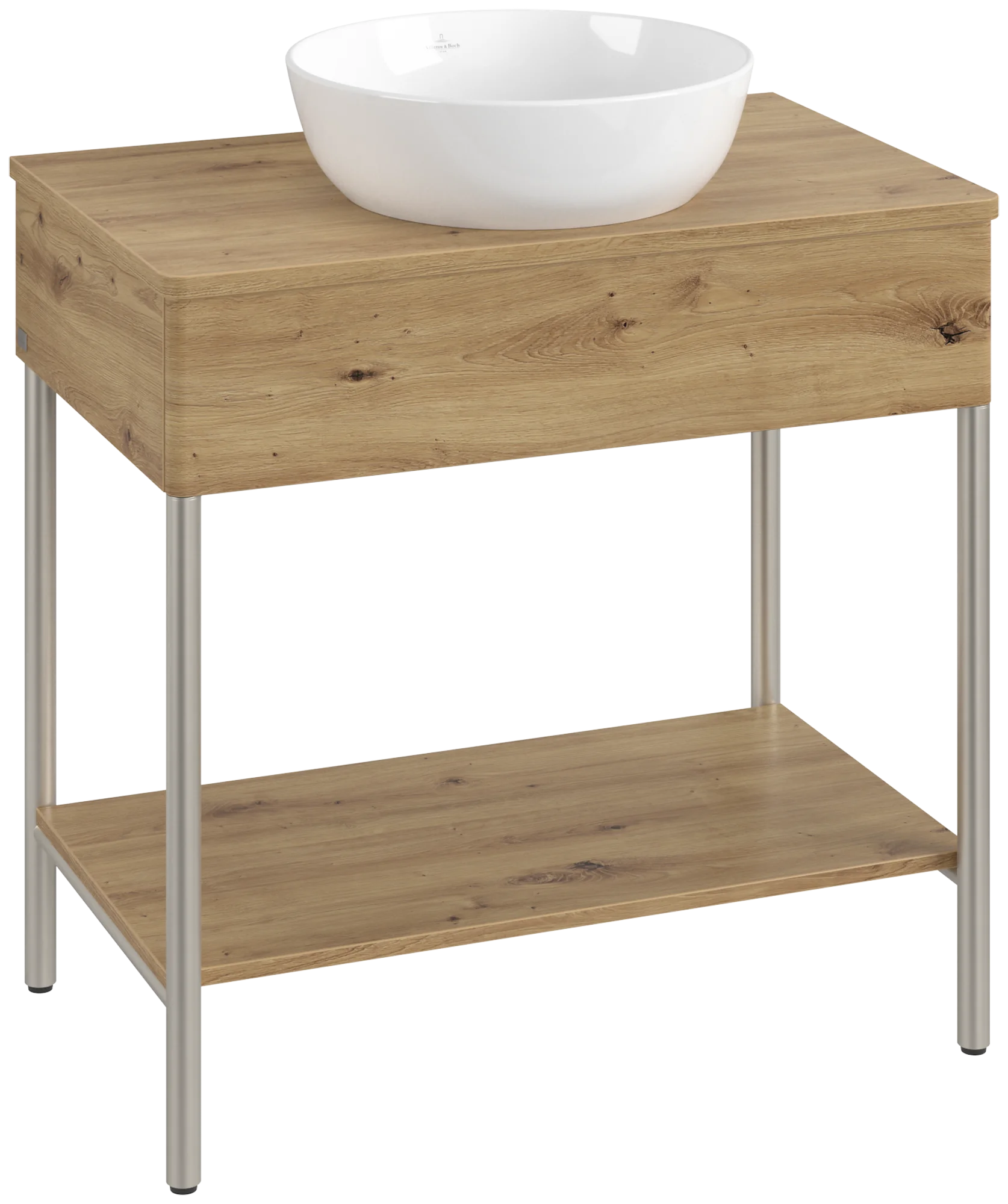 Villeroy & Boch Waschbeckenunterschrank Artis L63010, Eckig Oak Natural Touch, 800x782x500mm, mit Metallgestell und Beleuchtung