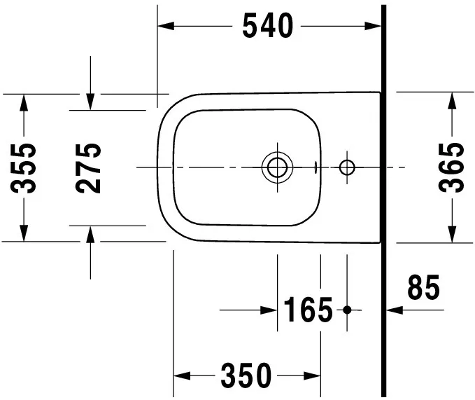 Duravit Wand-Bidet „Happy D.2“, Befestigung verdeckt 36,5 × 54 × 28,5 cm