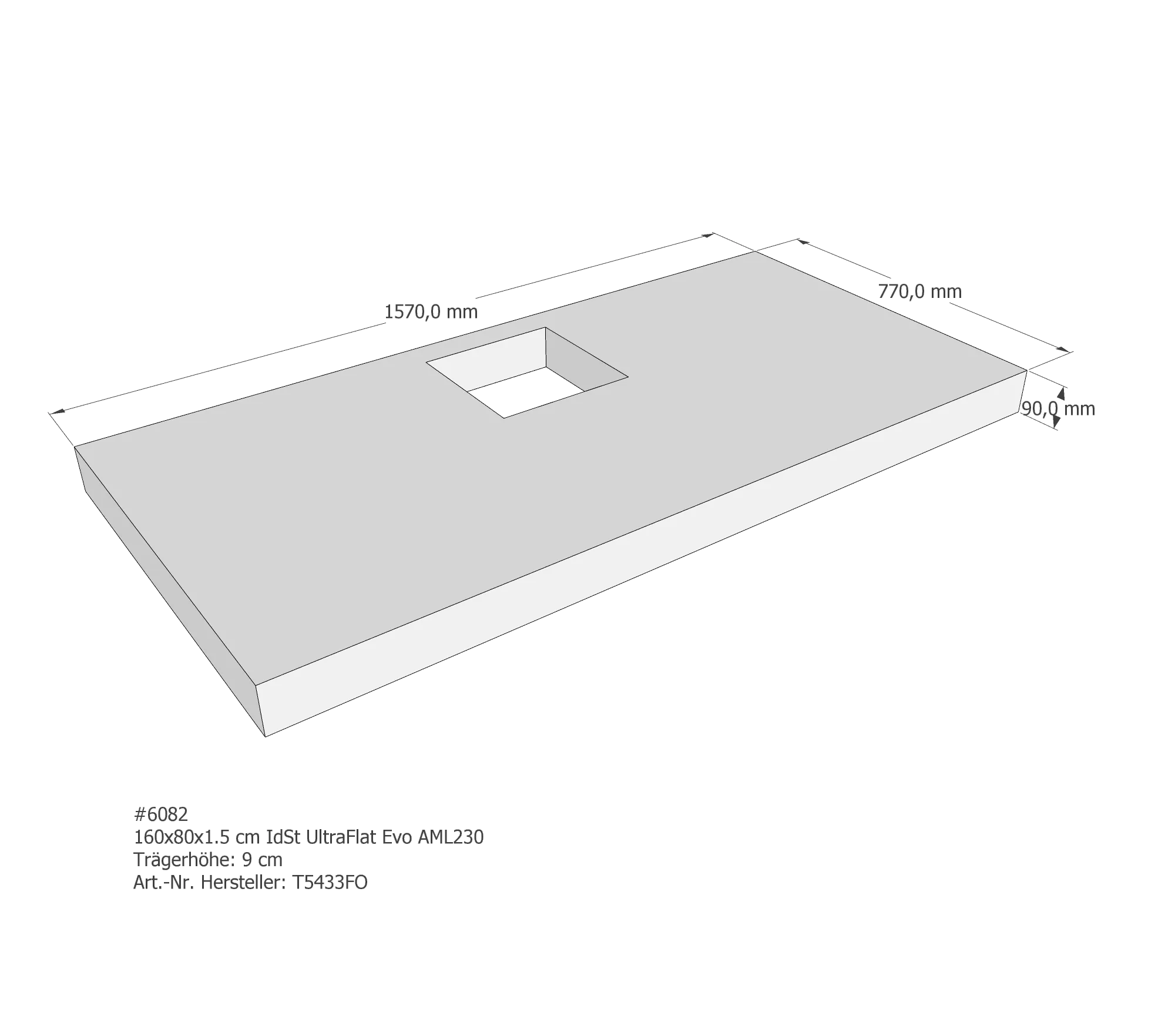 Duschwannenträger passend für Ideal Standard 160 × 80 × 1,5 cm