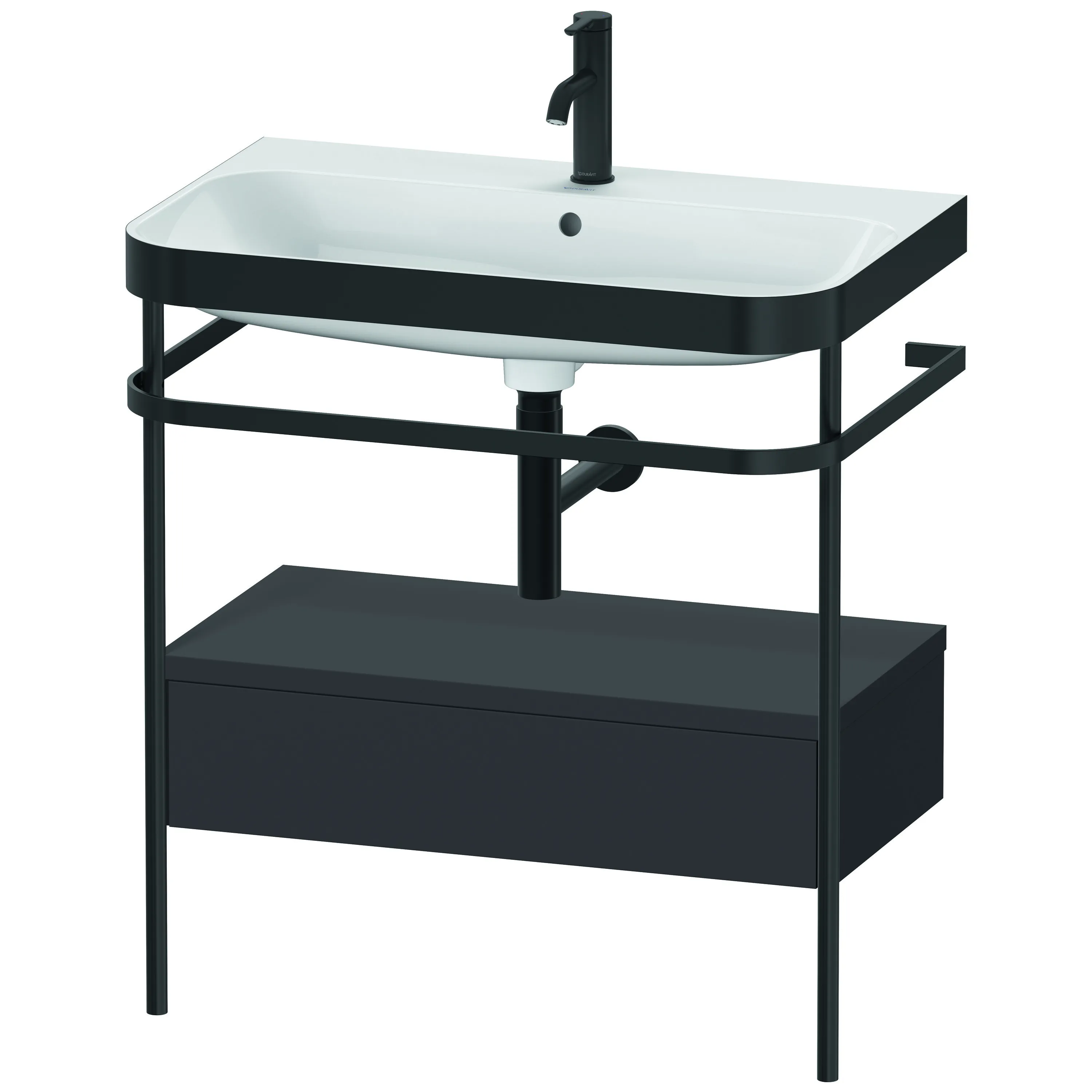 Duravit Waschtischunterschrank mit Metallkonsole „Happy D.2 Plus“ 77,5 × 85 × 49 cm Graphit Supermatt Duravit Waschtischunterschrank mit Metallkonsole „Happy D.2 Plus“ 77,5 × 85 × 49 cm Graphit Supermatt
