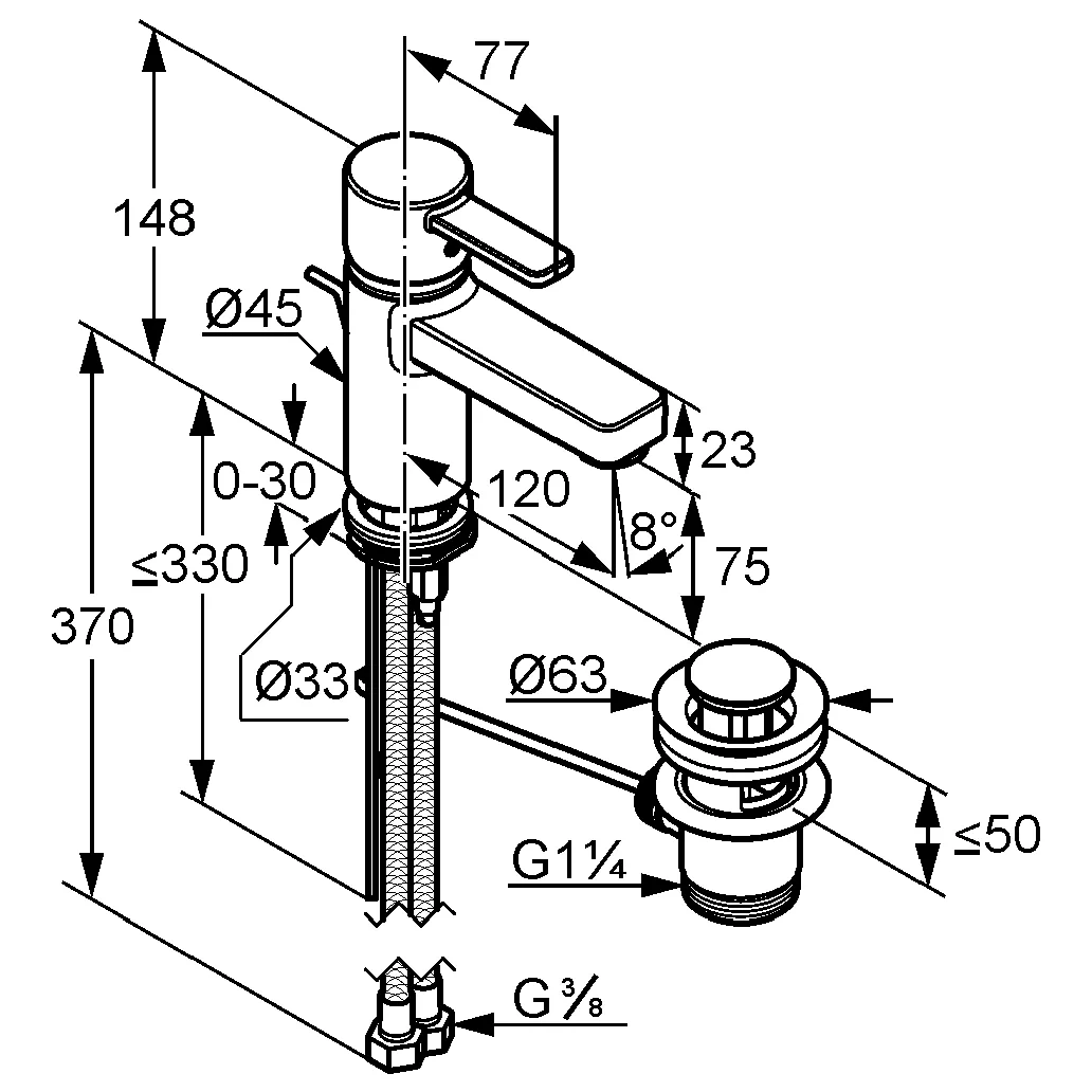 Kludi ZENTA Waschtisch-Einhandmischer XL DN 15, chrom Kludi ZENTA Waschtisch-Einhandmischer XL DN 15, chrom