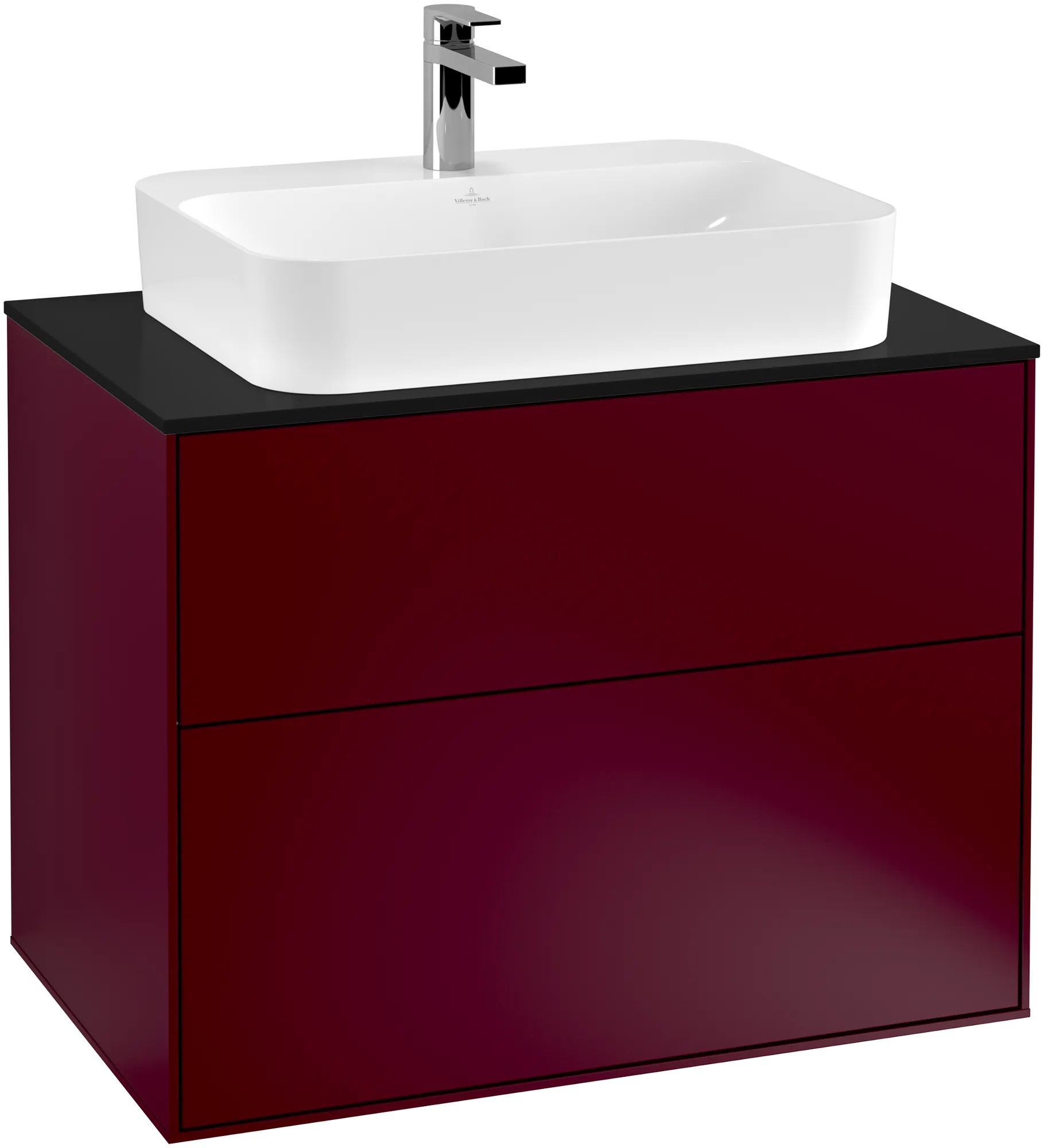 Villeroy & Boch Finion Waschbeckenunterschrank F34 800x603x501mm HB/PEONY MATT LACQUER/GLAS BLACK MATT Villeroy & Boch Finion Waschbeckenunterschrank F34 800x603x501mm HB/PEONY MATT LACQUER/GLAS BLACK MATT