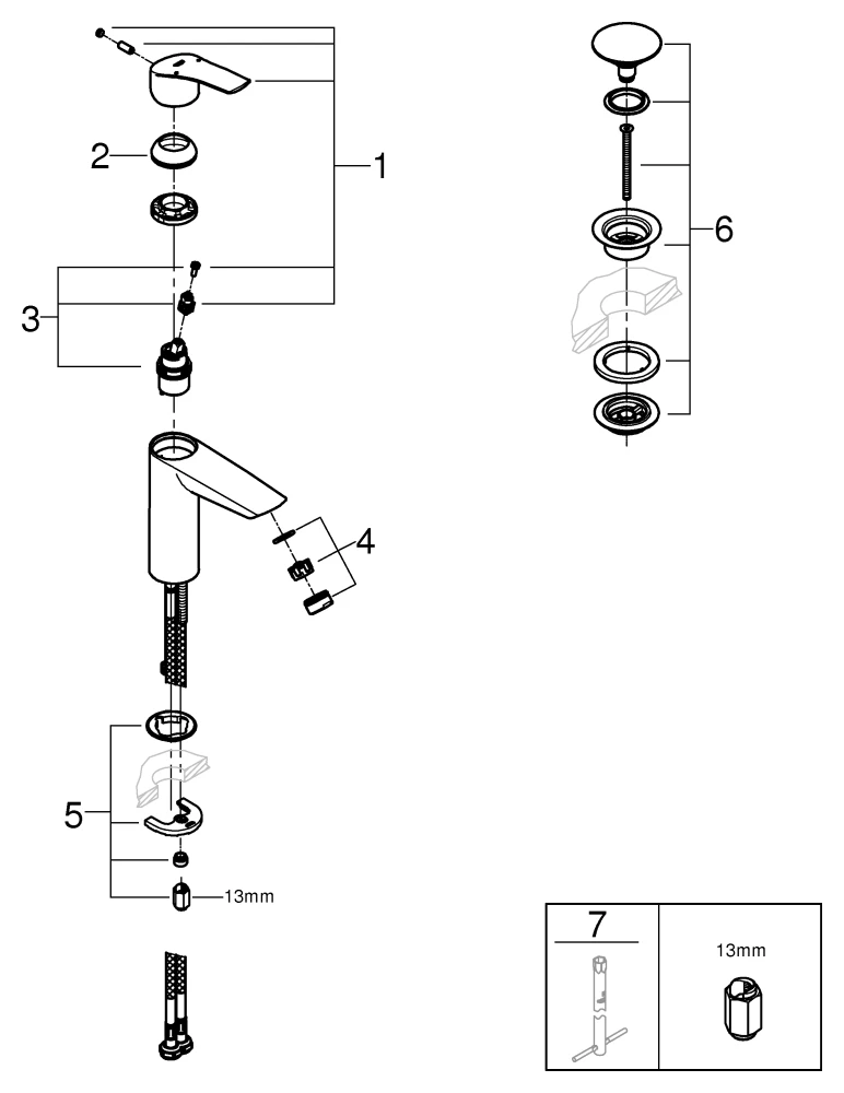 Einhand-Waschtischbatterie Eurosmart 23989_3, M-Size, mit thermischem Verbrühschutz, thermische Desinfektion nicht möglich, Einlochmontage, Temperaturbegrenzer, glatter Körper mit Push-open Ablaufgarnitur, chrom Einhand-Waschtischbatterie Eurosmart 23989_3, M-Size, mit thermischem Verbrühschutz, thermische Desinfektion nicht möglich, Einlochmontage, Temperaturbegrenzer, glatter Körper mit Push-open Ablaufgarnitur, chrom