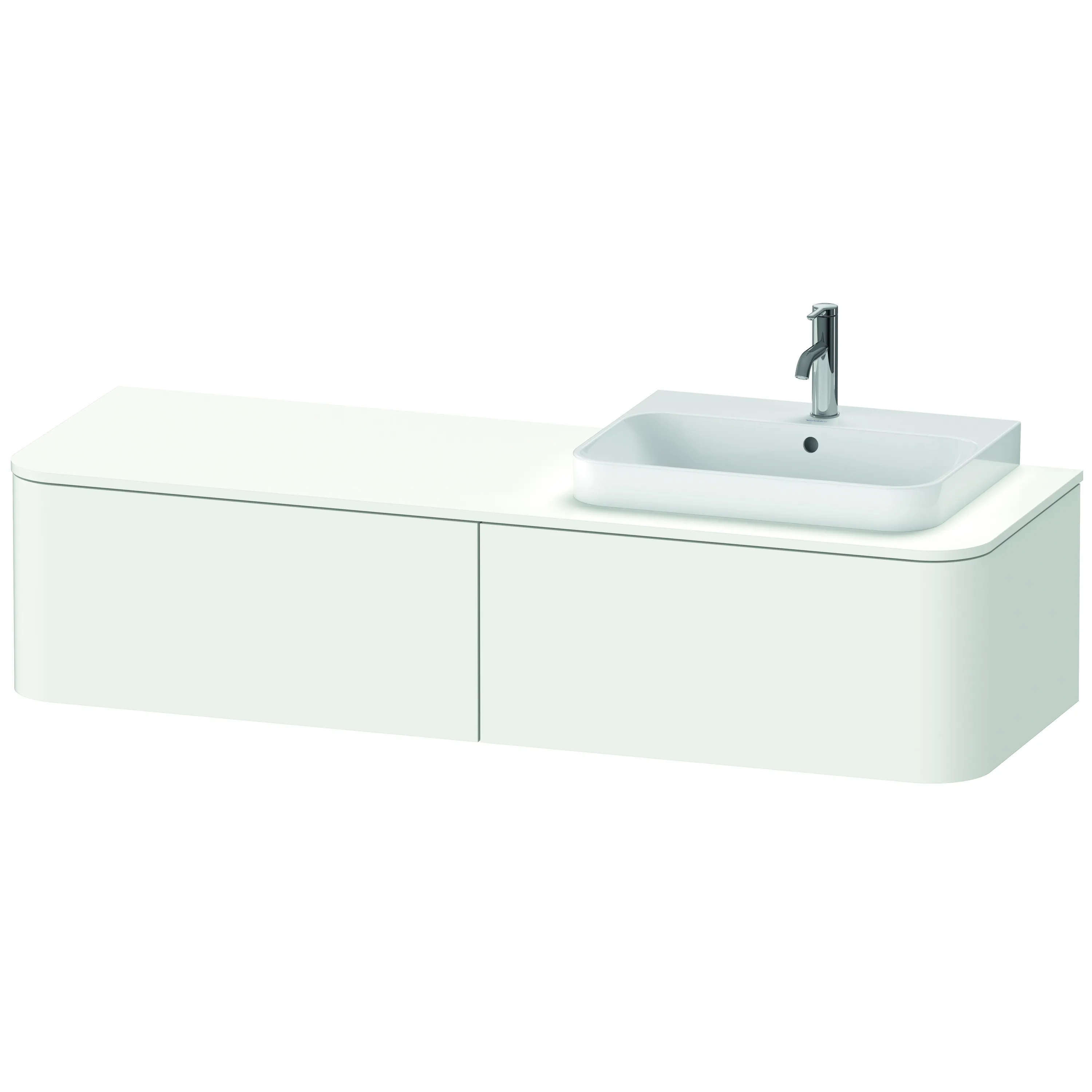 Duravit Waschtischunterschrank wandhängend „Happy D.2 Plus“ 160 × 35,4 × 55 cm Weiß Seidenmatt, rechts