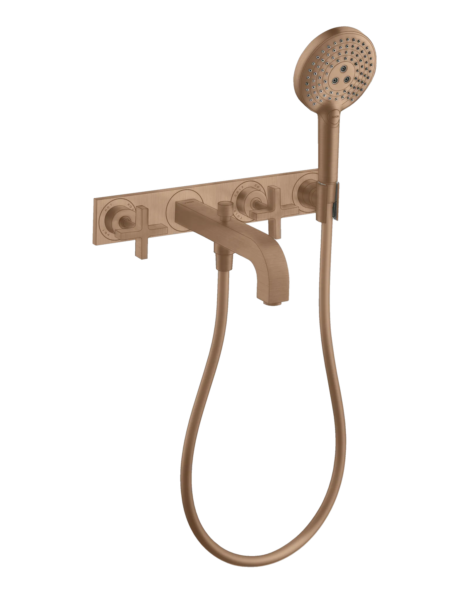 Hansgrohe AXOR Citterio 3-Loch Wannenarmatur Unterputz, Brushed Red Gold, Ausladung 222 mm Hansgrohe AXOR Citterio 3-Loch Wannenarmatur Unterputz, Brushed Red Gold, Ausladung 222 mm