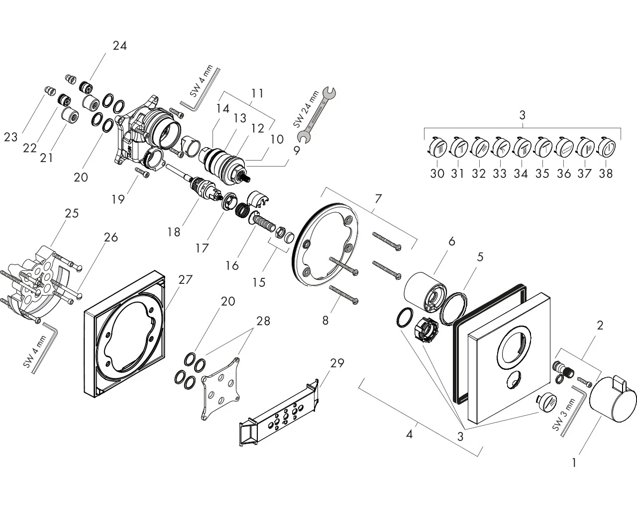 Thermostat Unterputz ShowerSelect Highflow FS 1 Verbraucher/1 Ausg.chrom