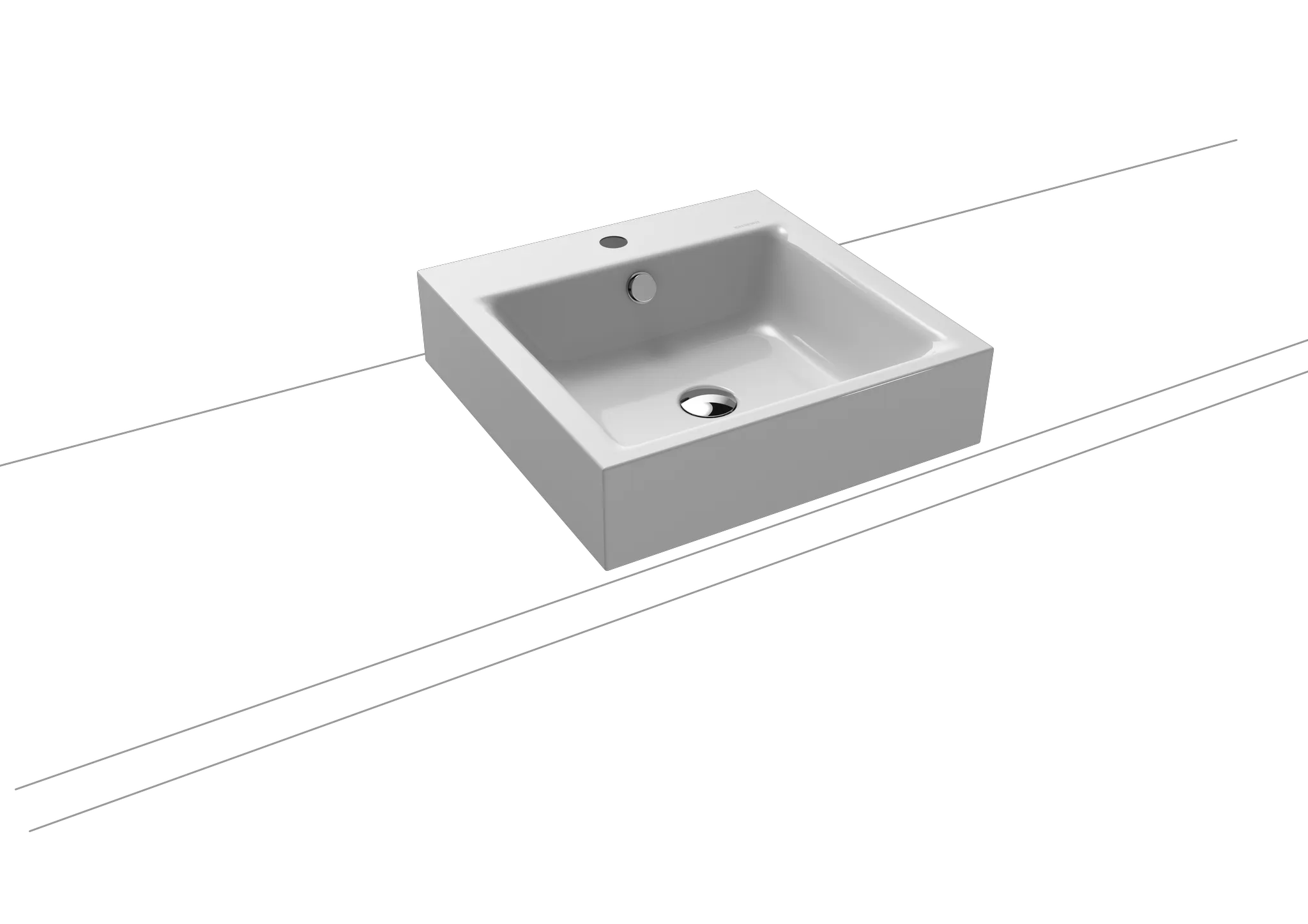 Aufsatzwaschtisch „Puro“ 46 × 46 cm, ohne Hahnlochbohrung in manhattan, mit Perl-Effekt