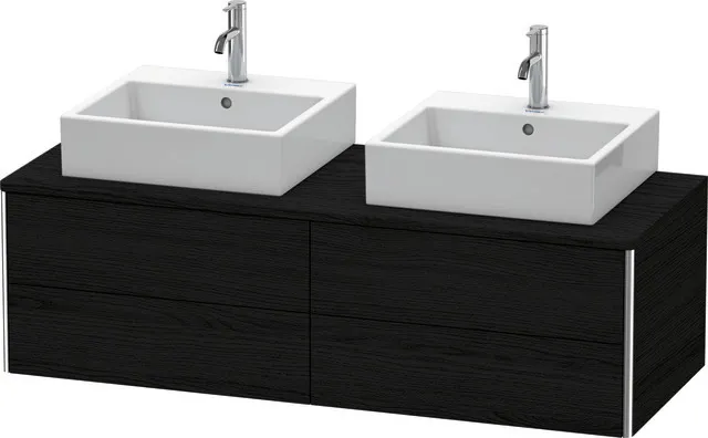 Duravit Waschtischunterschrank wandhängend „XSquare“ 140 × 40 × 54,8 cm Becken: links und rechts / Front- & Korpusfarbe: Eiche Schwarz / Größe: 140 × 54,8 × 40 cm / Oberfläche: Dekor / Profile: Chrom / Schubladen: 4 Duravit Waschtischunterschrank wandhängend „XSquare“ 140 × 40 × 54,8 cm Becken: links und rechts / Front- & Korpusfarbe: Eiche Schwarz / Größe: 140 × 54,8 × 40 cm / Oberfläche: Dekor / Profile: Chrom / Schubladen: 4