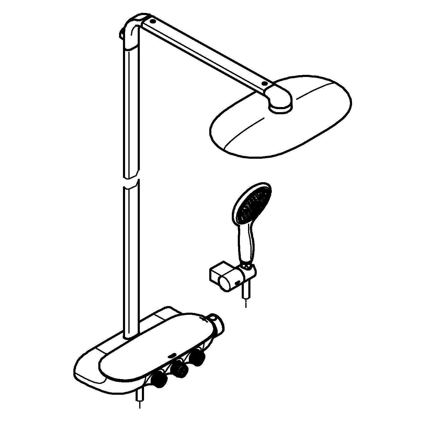 Duschsystem Rainshower System SmartControl Duo 360 26250, Brauseboden in moon white, mit Aufputz-Thermostatbatterie, Wandmontage, chrom/moon white