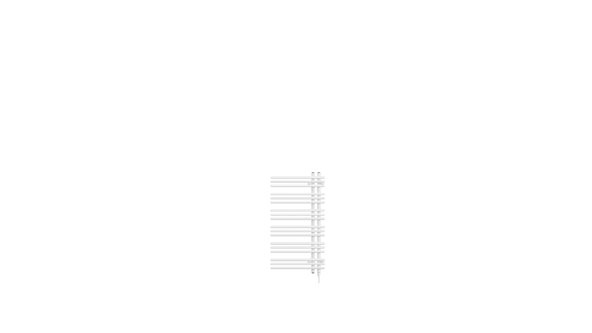 Zehnder Design-Handtuchwärmer „Yucca Asym“ 47,8 × 87,2 cm in Verkehrsweiß (RAL 9016, glänzend)