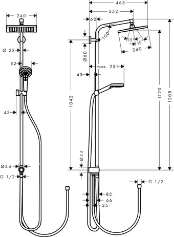 Showerpipe Crometta E 240 Reno EcoSmart chrom Showerpipe Crometta E 240 Reno EcoSmart chrom
