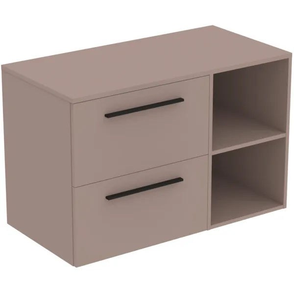 Möbel-Set 100cm i.life B 2 Auszüge 2 offene Fächer Griff Schwarz Weiß matt