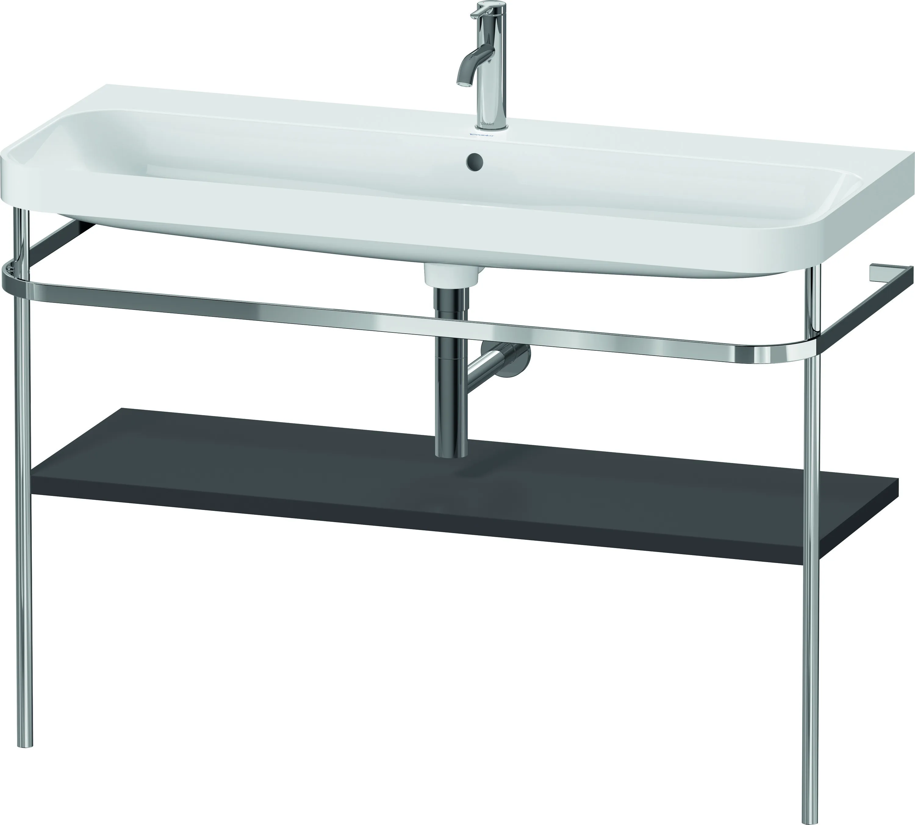 Duravit Waschtischunterschrank c-shaped Set mit Metallkonsole „Happy D.2 Plus“ 117,5 × 85 × 49 cm in Graphit Supermatt Duravit Waschtischunterschrank c-shaped Set mit Metallkonsole „Happy D.2 Plus“ 117,5 × 85 × 49 cm in Graphit Supermatt