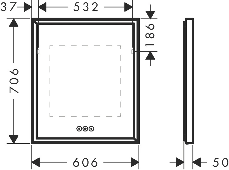 Xarita E Spiegel mit LED-Beleuchtung 600/50 kapazitiver Berührungssensor Mattweiß