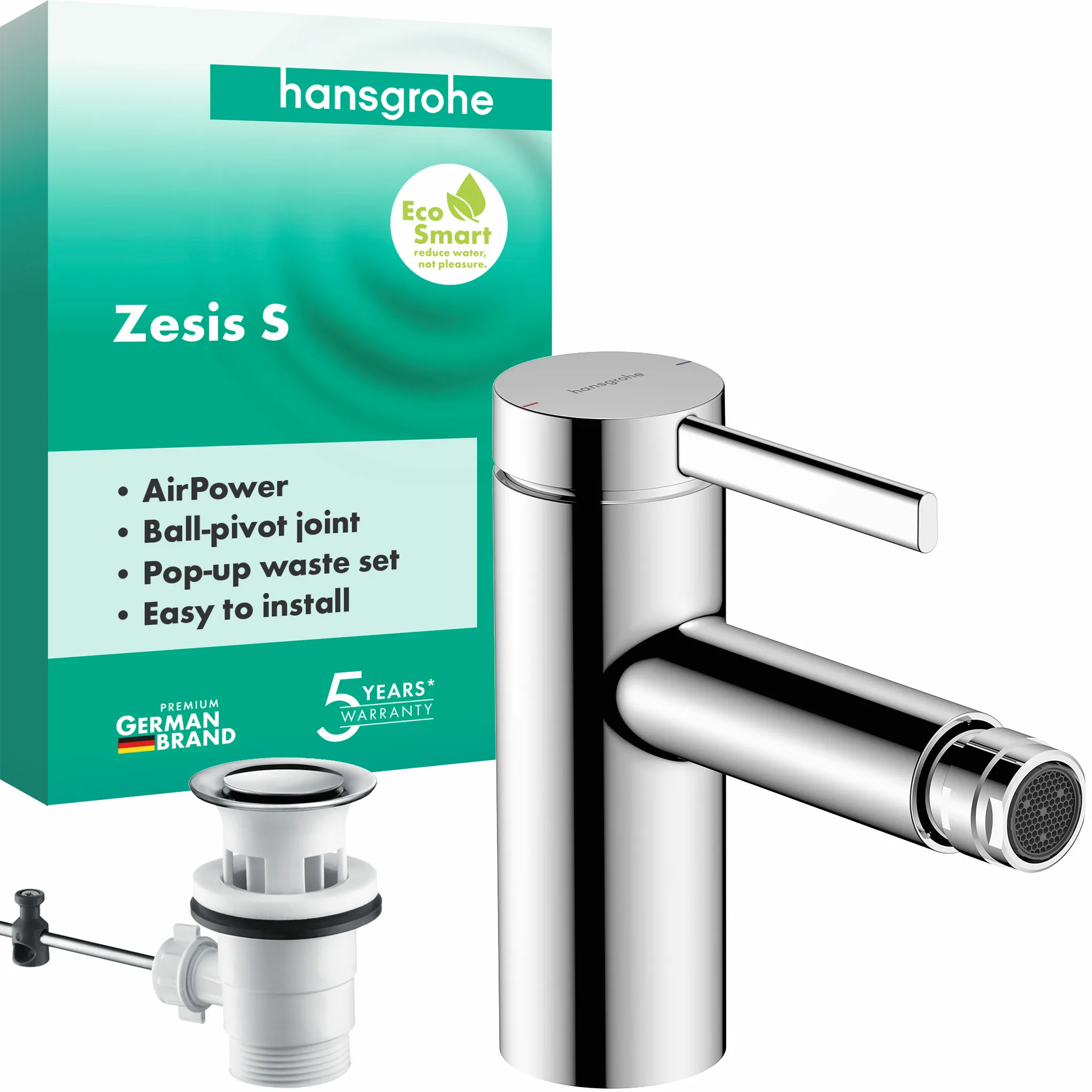 Hansgrohe Zesis S Einhebel-Bidetmischer mit Zugstangen-Ablaufgarnitur, Chrom Hansgrohe Zesis S Einhebel-Bidetmischer mit Zugstangen-Ablaufgarnitur, Chrom