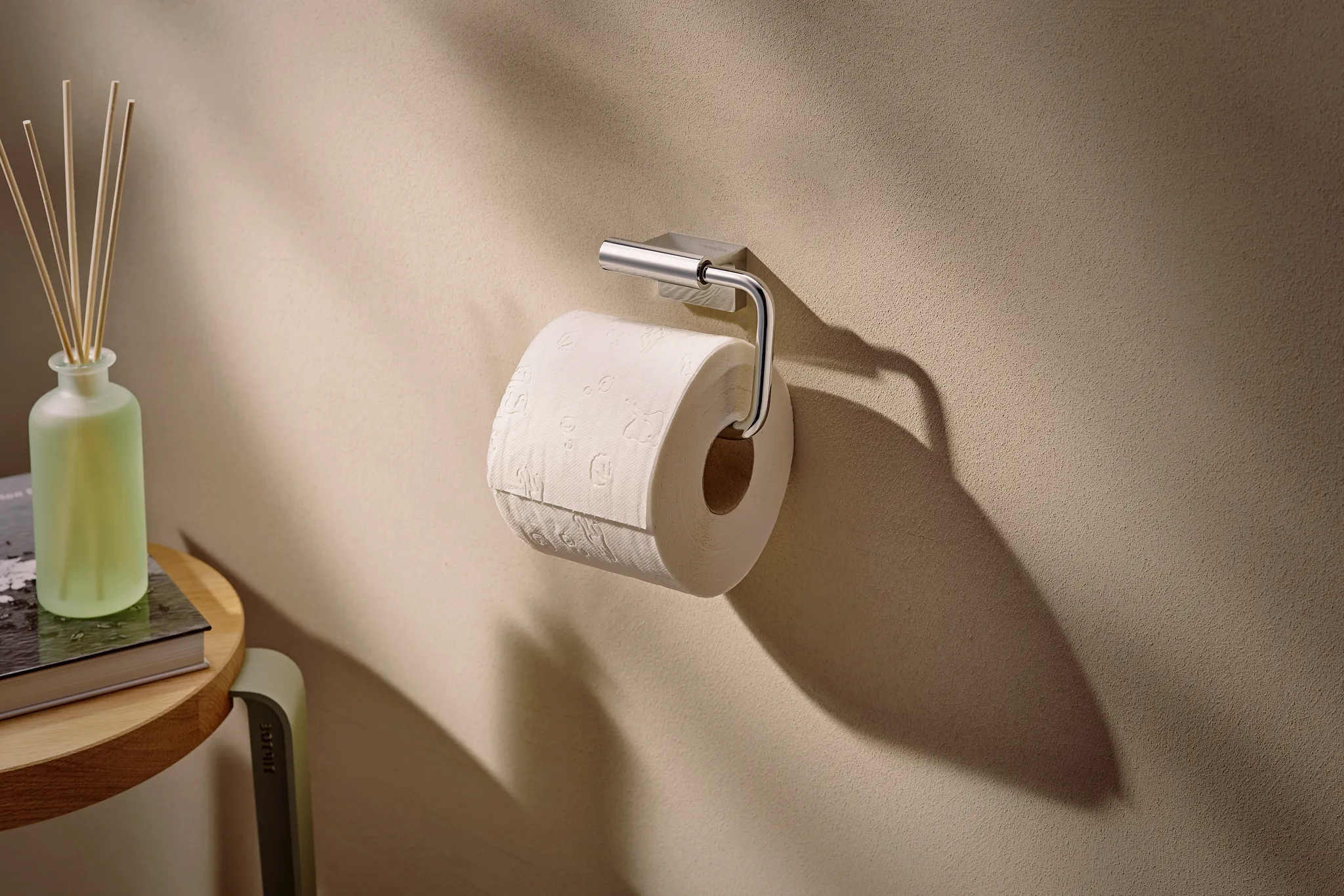 Hansgrohe AddStoris S Papierrollenhalter, Chrom, Wandmontage mit verdeckter Befestigung