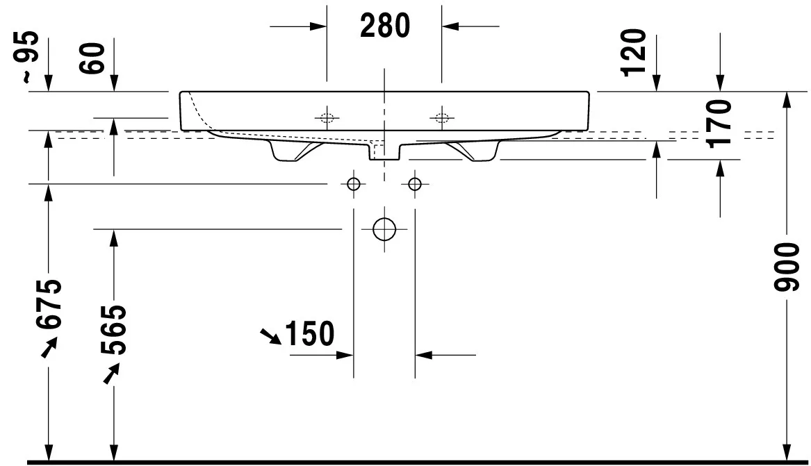 Wandwaschtisch „Happy D.2“, mit Überlauf, Hahnlochposition mittig Wandwaschtisch „Happy D.2“, mit Überlauf, Hahnlochposition mittig