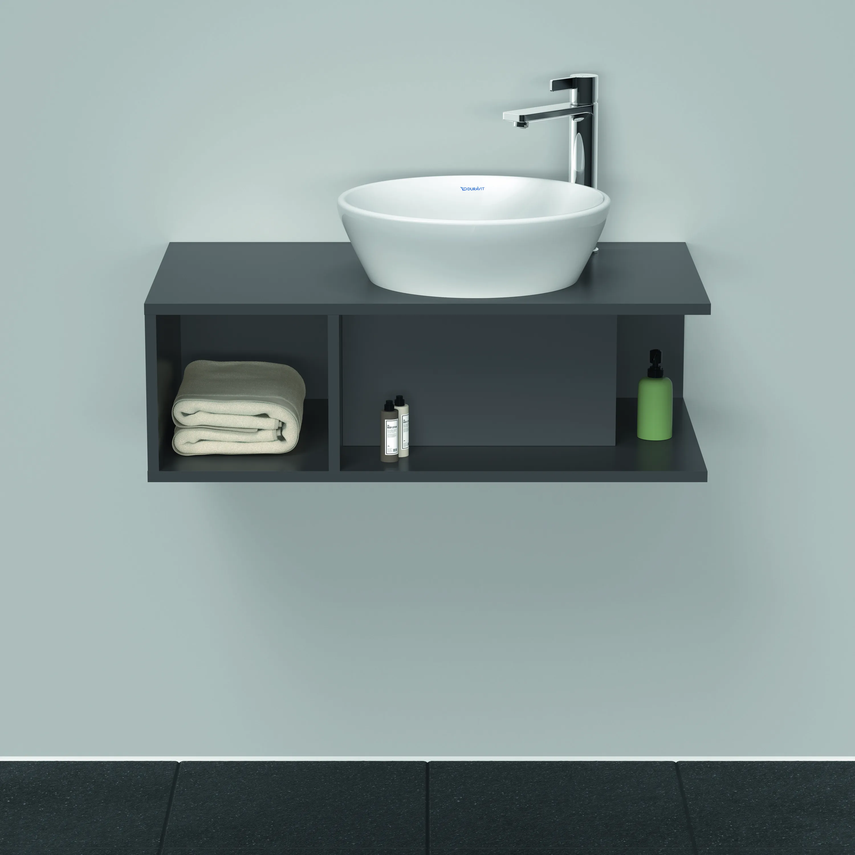Duravit Waschtischunterschrank wandhängend „D-Neo“ 80 × 26 × 48 cm Graphit Matt Duravit Waschtischunterschrank wandhängend „D-Neo“ 80 × 26 × 48 cm Graphit Matt