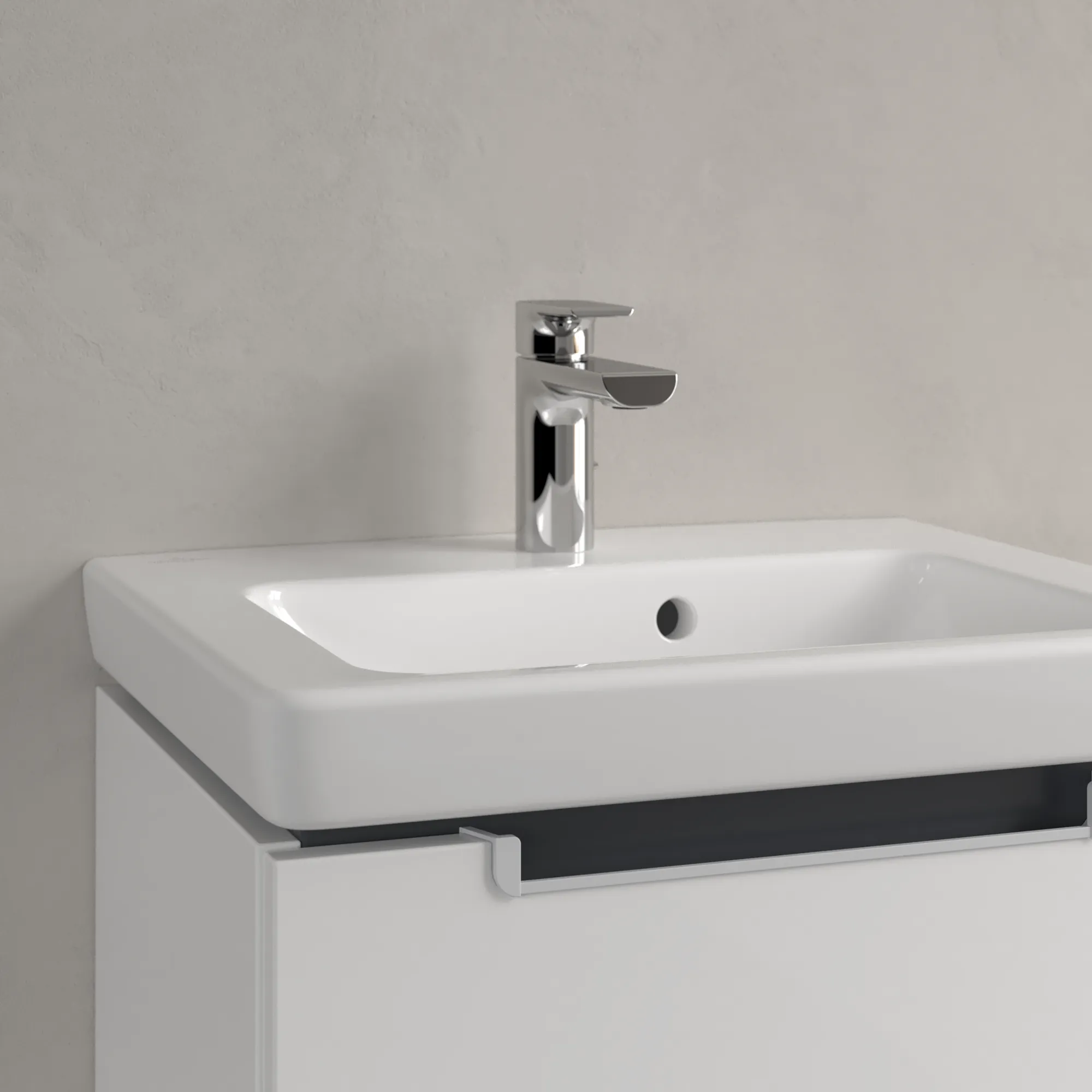 Villeroy & Boch Handwaschbecken für Montage mit Möbel „Subway 2.0“ 500 × 400 × 140 mm, mit Hahnlochbohrung, Hahnlochposition mittig, mit Hahnlochbank in Weiß Alpin