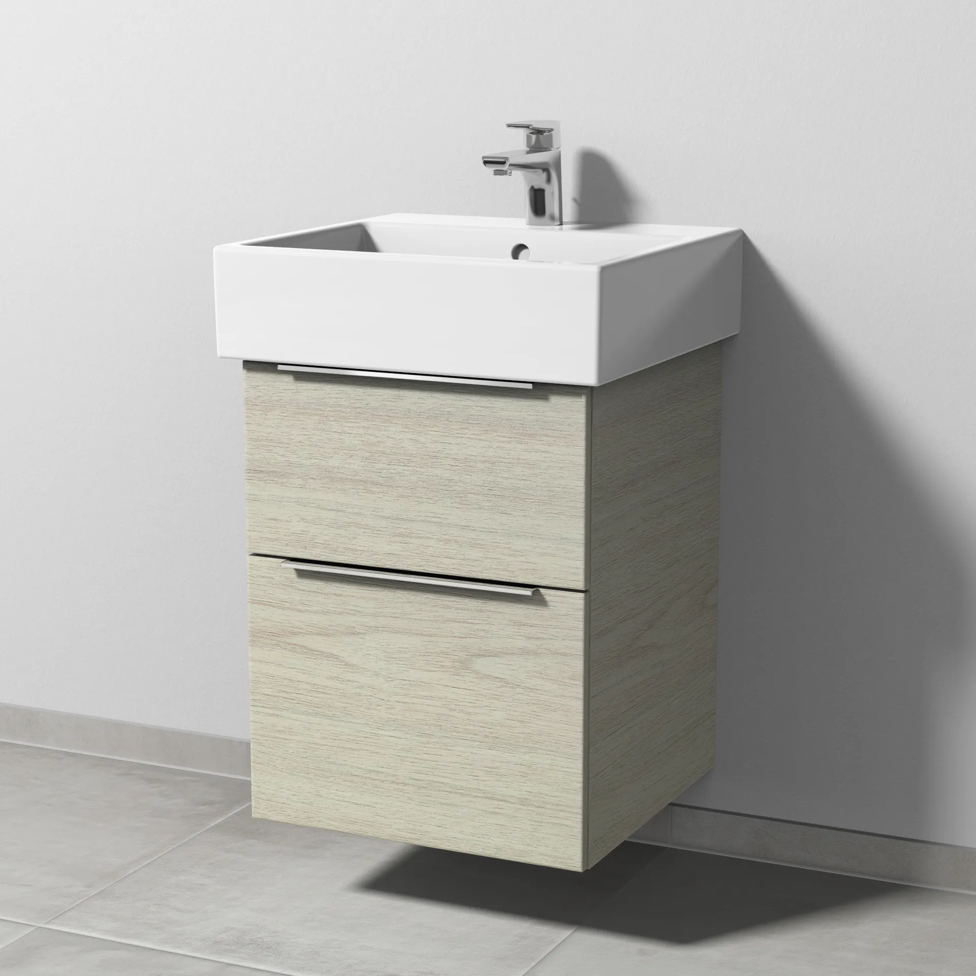 Sanipa Waschtischunterschrank „3way“ 450 × 591 × 447 mm in White Oak Sanipa Waschtischunterschrank „3way“ 450 × 591 × 447 mm in White Oak