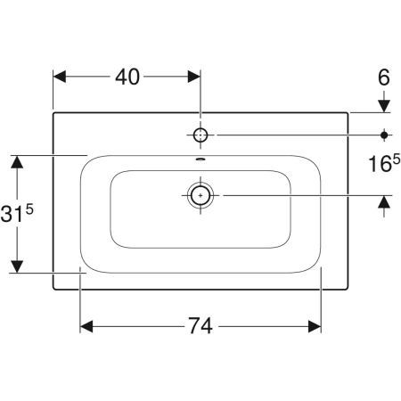 Geberit „Renova Plan“, mit Überlauf, Hahnlochposition mittig in weiß alpin