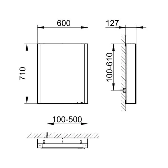 KEUCO Wandvorbau Spiegelschrank „Somaris“ 600 × 710 × 127 mm Anschlag rechts, rechts