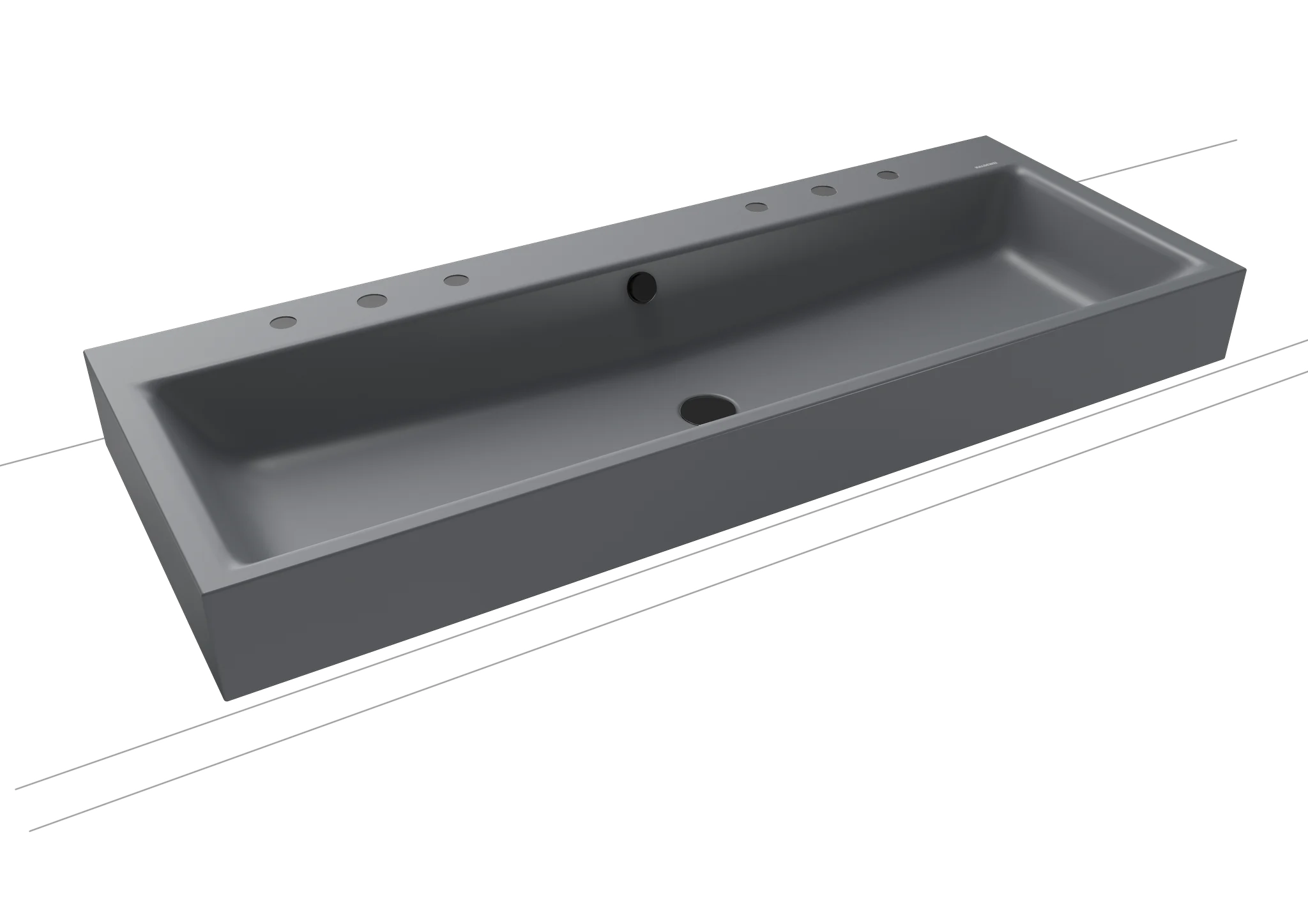 Kaldewei Aufsatz-Doppelwaschtisch PURO mit Randhöhe 120 mm, 1200 x 460 mm in cool grey 70