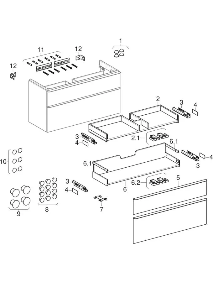 Smyle Square Unterschrank für Waschtisch, mit zwei Schubladen: 73.4x61.7x47cm, weiß