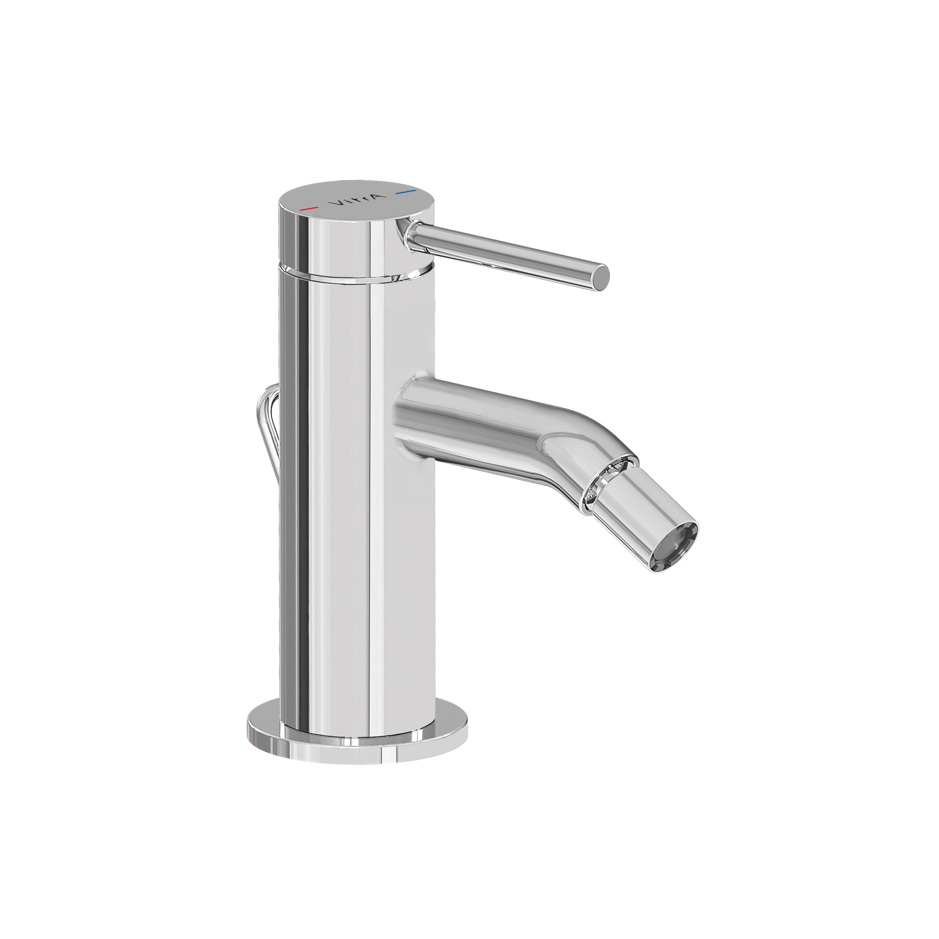 Minimax Round Einhebel-Bidetmischer mit Ablaufgarnitur Höhe 15 cm Einlochmontage Chrom