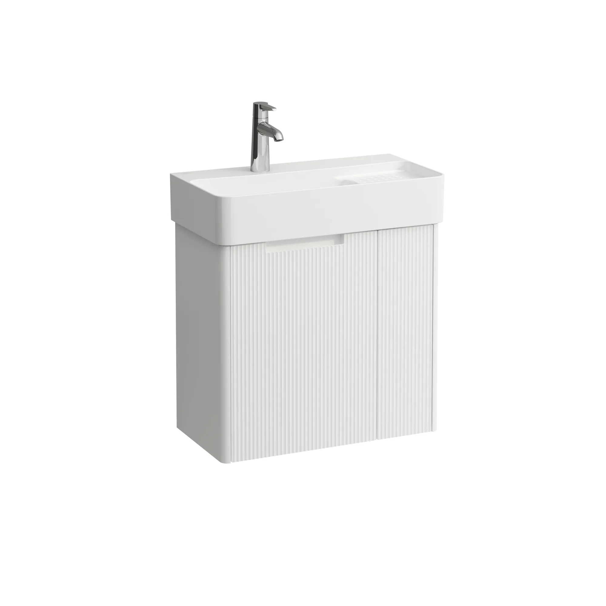 Waschtischunterbau JUNA für VAL 294x572x515 2 Türen mit Griffmulde links für Waschtisch H815285 weiß matt Waschtischunterbau JUNA für VAL 294x572x515 2 Türen mit Griffmulde links für Waschtisch H815285 weiß matt