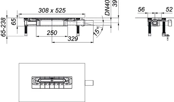 Ablaufgehäuse DallFlex 2.0 Plan, DN 40 Ablaufgehäuse DallFlex 2.0 Plan, DN 40