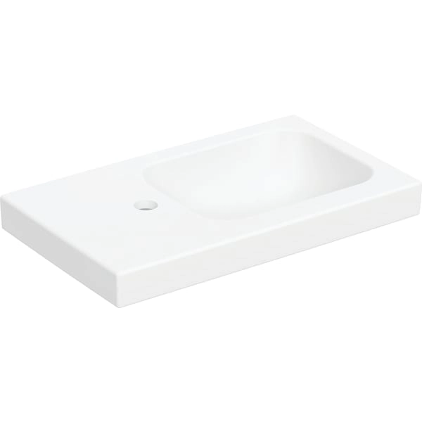 Wandwaschtisch mit Ablagefläche „iCon Light“, rechteckig, Hahnlochposition links, Ablagefläche links, mittig 53 × 31 cm Wandwaschtisch mit Ablagefläche „iCon Light“, rechteckig, Hahnlochposition links, Ablagefläche links, mittig 53 × 31 cm