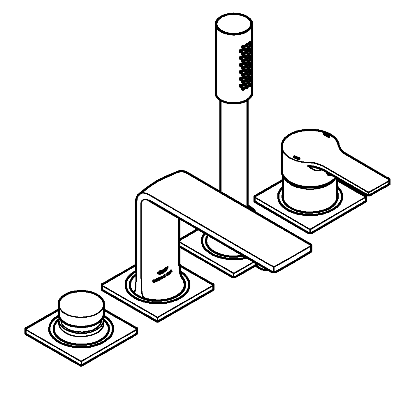 4-Loch Einhand-Wannenkombination Allure 19316_1, für Fliesenbankmontage, mit Einhandmischer-Bedienelement, Umstellung Wanne/Brause, Sena Handbrause, Brauseschlauch, chrom