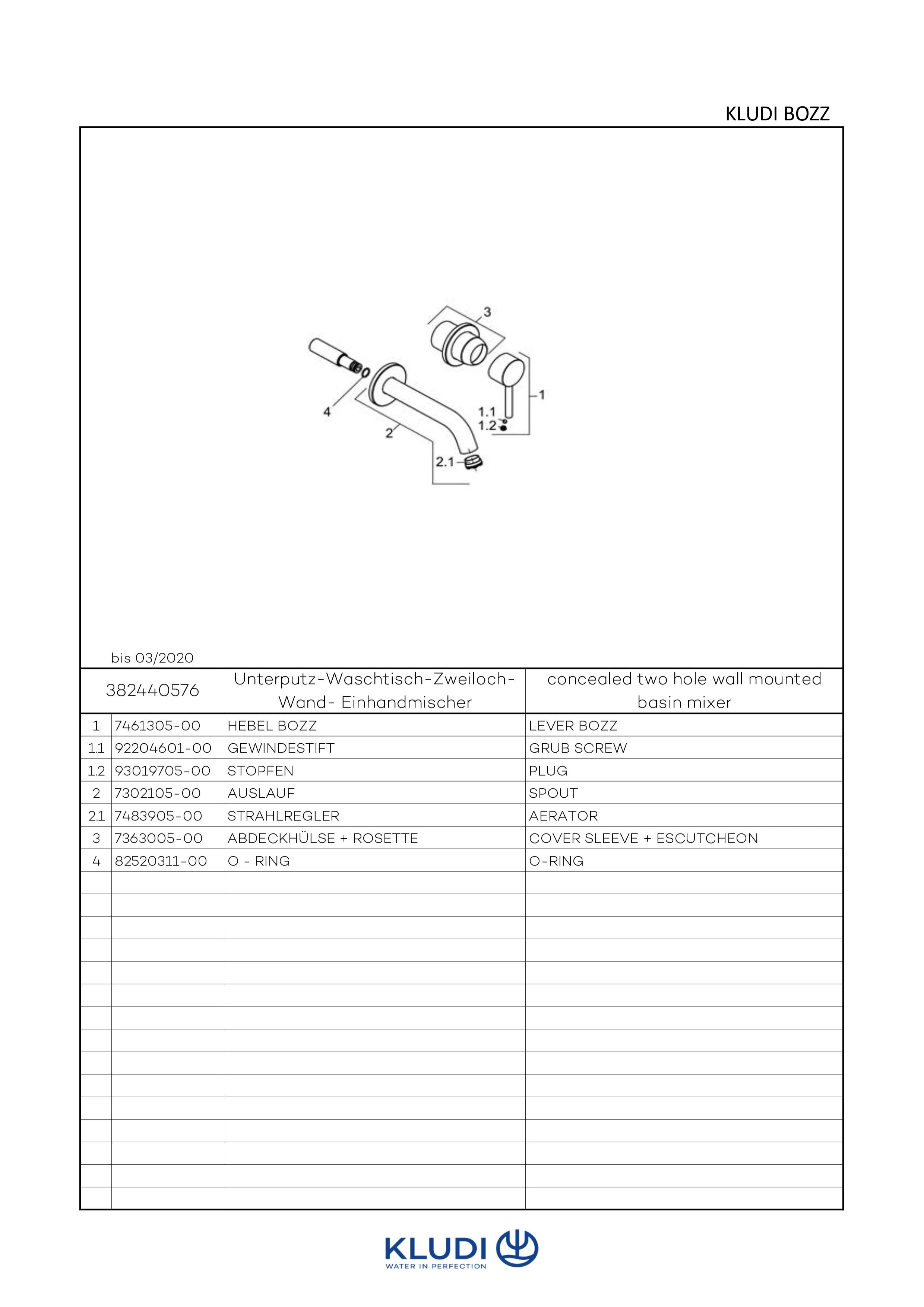 BOZZ WT2LOCHWANDEHM Ausladung 180 MM chrom BOZZ WT2LOCHWANDEHM Ausladung 180 MM chrom