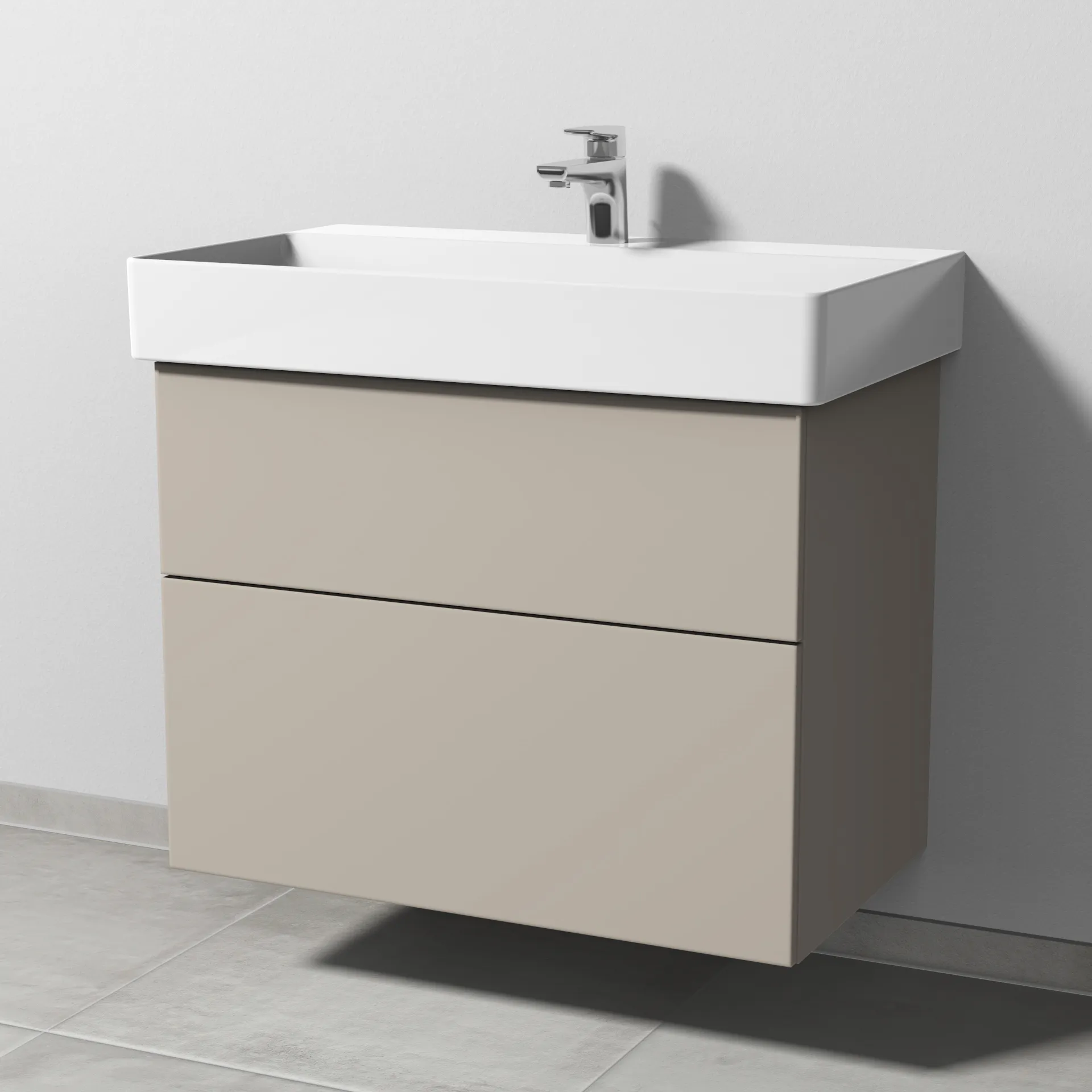 Sanipa Waschtischunterschrank „3way“ passend zu Keramik-Waschtische Dura Square von Duravit 750 × 588 × 447 mm in Kaschmir (matt)