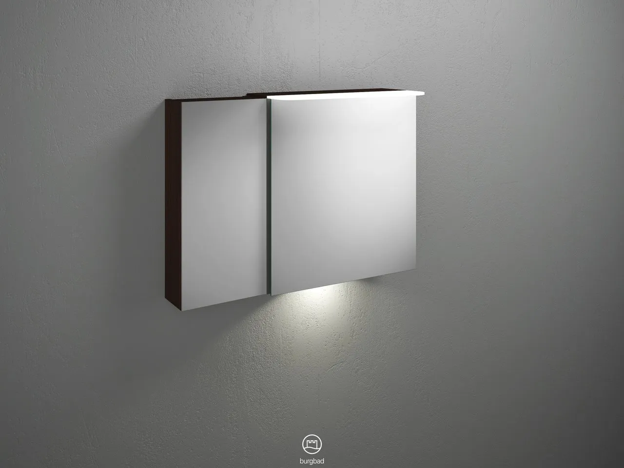 Burgbad Spiegelschrank Badu SFUB090, 310x900x665 mm, LED-Aufsatzleuchte 4200 K, Schalter-Steckdosenelement, Glaseinlegeböden