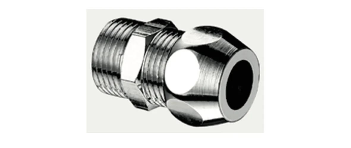 Gerade Verschraubung mit Außengewinde, DN 15 G 1/2 AG, Ø 10 mm (DN 10 G 3/8 AG), chrom Gerade Verschraubung mit Außengewinde, DN 15 G 1/2 AG, Ø 10 mm (DN 10 G 3/8 AG), chrom