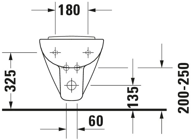 Duravit Wand-Bidet Compact „D-Code“, Befestigung sichtbar, mit Hahnlochbank 48 × 35 × 48 × 35 cm