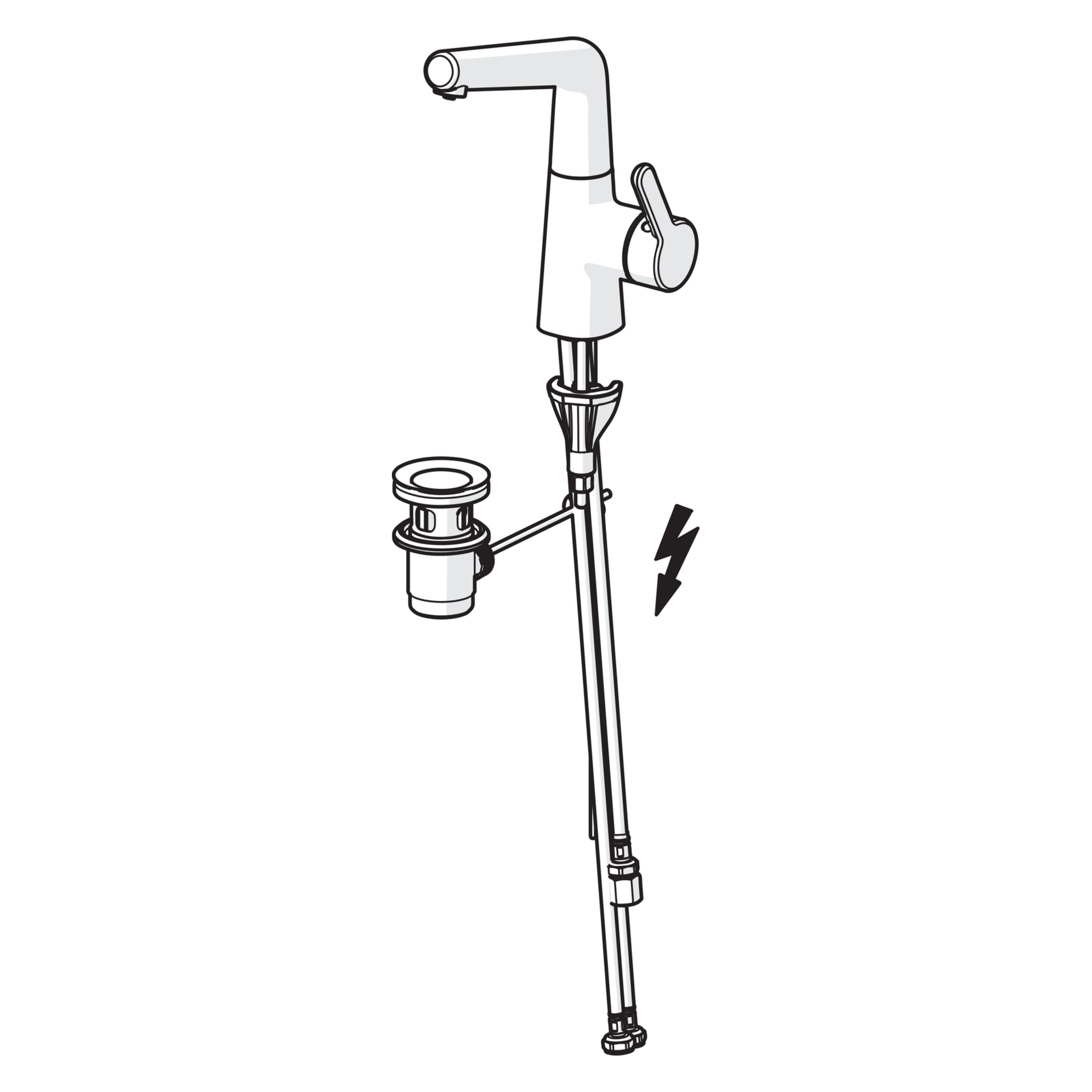 HA Einhebelmischer Waschtischbatterie, Niederdruck HANSADESIGNO Style 5121 Zugstangenablaufgarnitur Ausladung 151 mm DN15