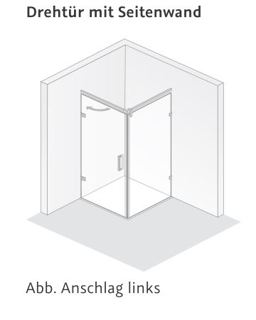 HSK rahmenlose Drehtür mit Seitenwand „Atelier Plan Pur“ Glas Grau, Scharniere Chromoptik (Alu Hochglanz poliert), Sondergröße HSK rahmenlose Drehtür mit Seitenwand „Atelier Plan Pur“ Glas Grau, Scharniere Chromoptik (Alu Hochglanz poliert), Sondergröße