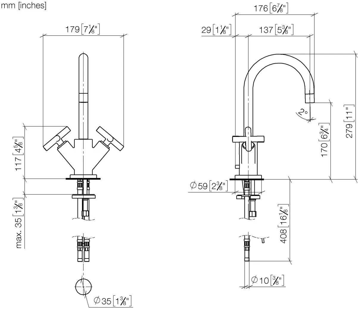 Waschtisch-Einlochbatterie mit Ablaufgarnitur TARA Chrom 22512892