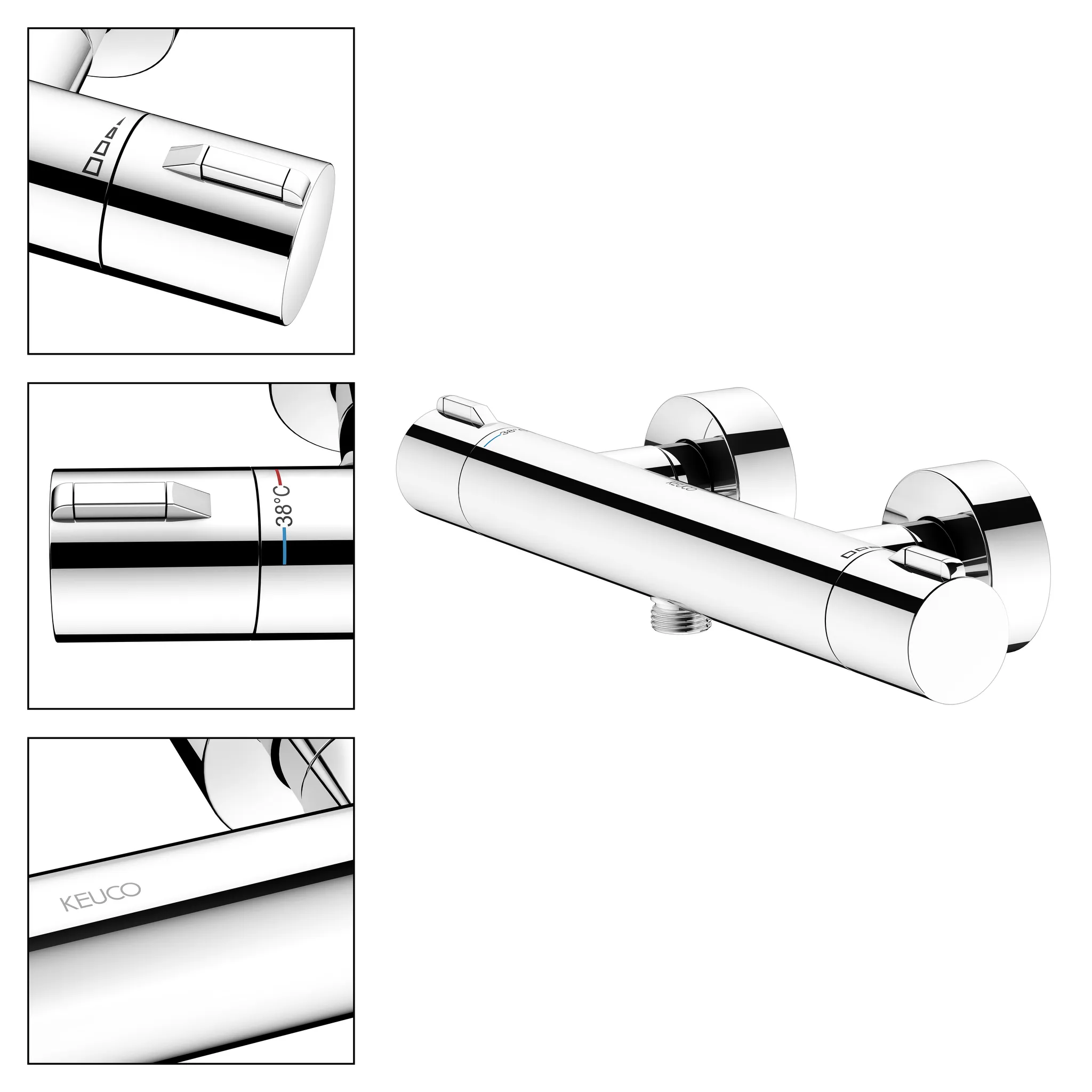 KEUCO PLAN BLUE Thermostat-Brausearmatur Aufputz verchromt