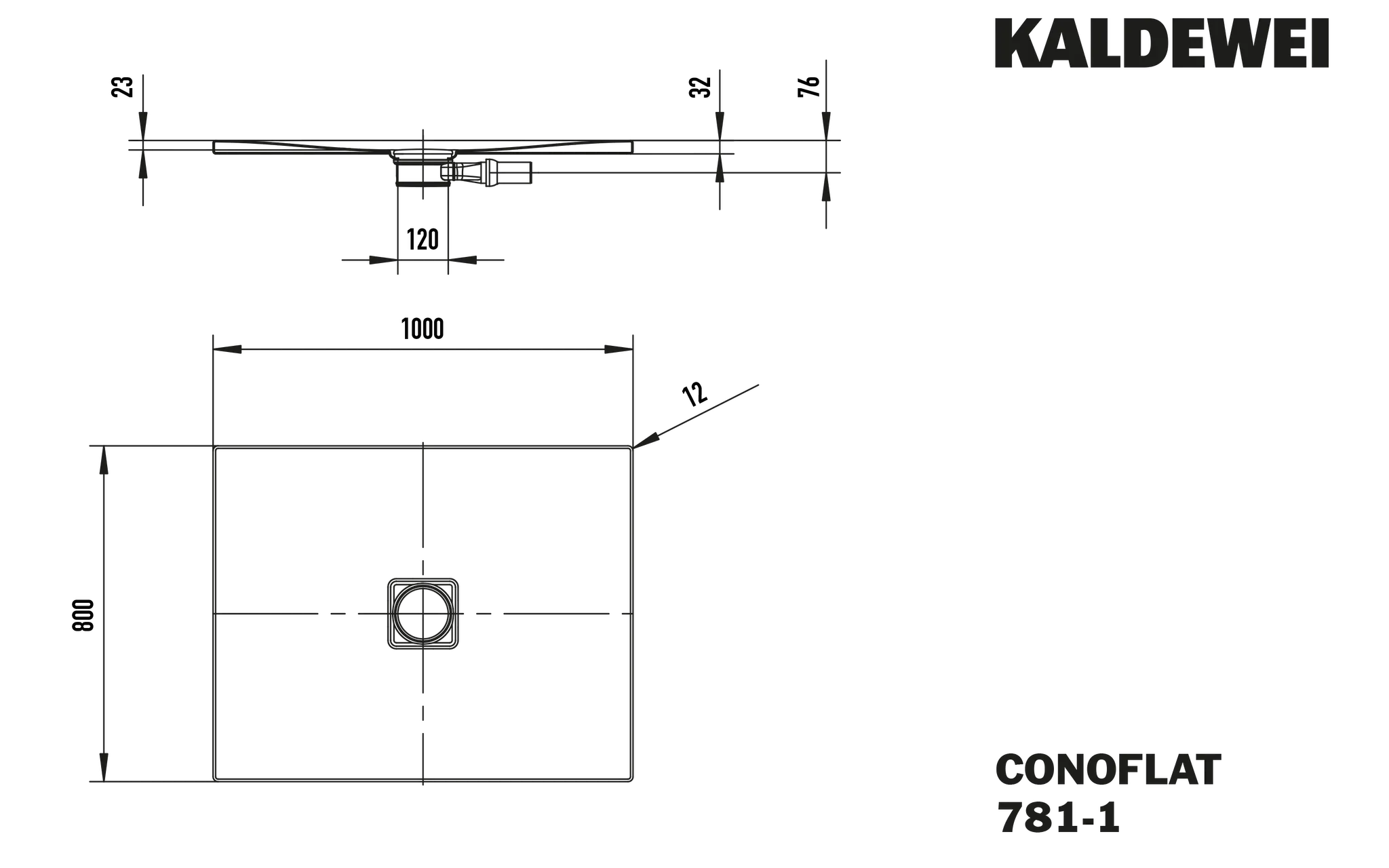 Kaldewei rechteck Duschwanne „Conoflat“ 80 × 100 cm in warm grey 50